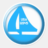 Marina Symbol - Sailboat ラウンドシール (正面)