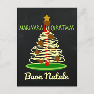 MarinaraのクリスマスのBuon Nataleスパゲッティ木 シーズンポストカード