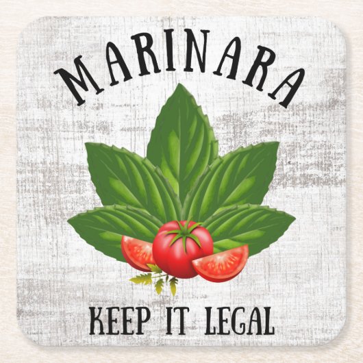 Marinara it 保 Legal Basilトマ葉ト スクエアペーパーコースター (正面)