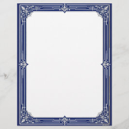 Marine Blue and Silver Art Deco Stationery レターヘッド