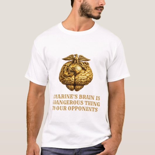 Marine Brain Power Dangerous Mind Military T-shirt Tシャツ (正面)