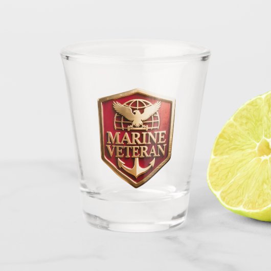 Marine Corps Veteran Logo Emblem ショットグラス (正面)