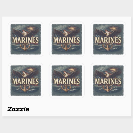 Marine Corps Veteran Logo Emblem スクエアシール (シート)