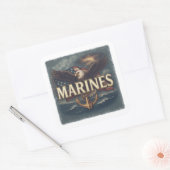 Marine Corps Veteran Logo Emblem スクエアシール (封筒)