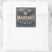 Marine Corps Veteran Logo Emblem スクエアシール (バッグ)