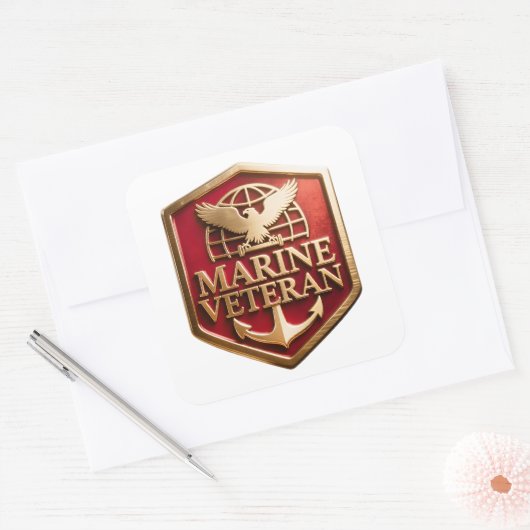 Marine Corps Veteran Logo Emblem スクエアシール (封筒)