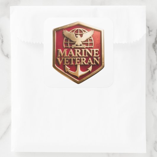 Marine Corps Veteran Logo Emblem スクエアシール (バッグ)