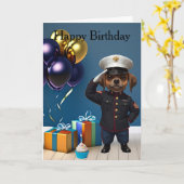 marine dog birthday Folded Greeting Card カード (黄色い花)
