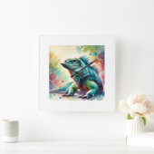 Marine Iguana 190624AREF127 - Watercolor スクエア壁時計 (ホーム)