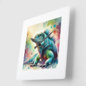 Marine Iguana 190624AREF127 - Watercolor スクエア壁時計 (傾斜)