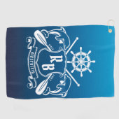 Marine Insignia Dolkins Helm Oars Shield(海上記：イルカン： ゴルフタオル (横)