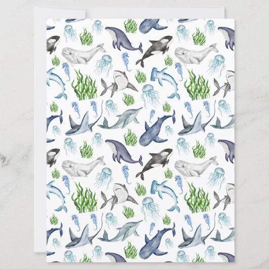 Marine Life Scrapbook Paper (裏面)