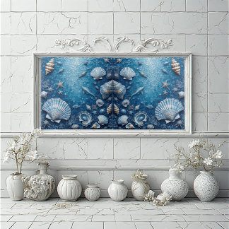 Marine Life Underwater Seashells Fish Backsplash タイル