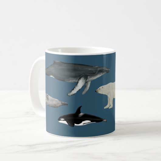 Marine mammals mug / cup コーヒーマグカップ (正面左)