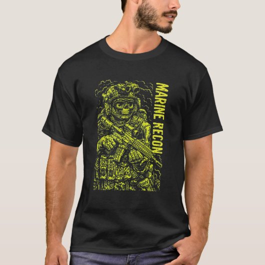 Marine Recon Tactical Horror Illustration Tシャツ (正面)