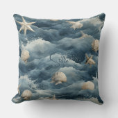 Marine Shell Starfish Ocean Wave Coast Beach House クッション (正面)
