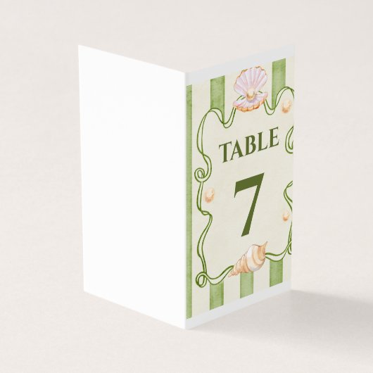 Marine-Themed Wedding Table Number – Seashell & Pe (外部)