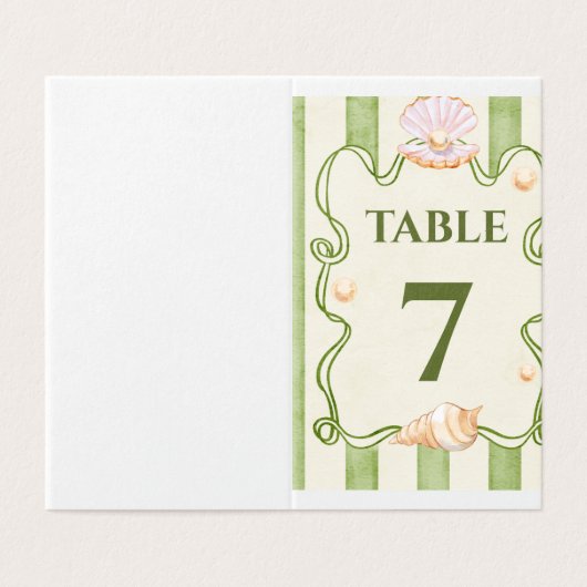 Marine-Themed Wedding Table Number – Seashell & Pe (外部フラット)