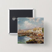 Marinella、ナポリ(oのビーチの漁船 缶バッジ (正面&裏面)