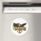Marines With Eagle and Flag マグネット (インサイチュ (食洗機))