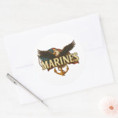 Marines With Eagle and Flag ラウンドシール (封筒)