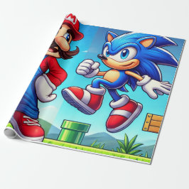 mario and sonic gift wrap ラッピングペーパー