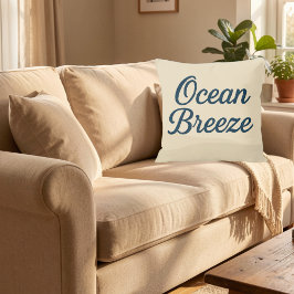Maritime beige & Navy Blue Script ocean breeze クッション