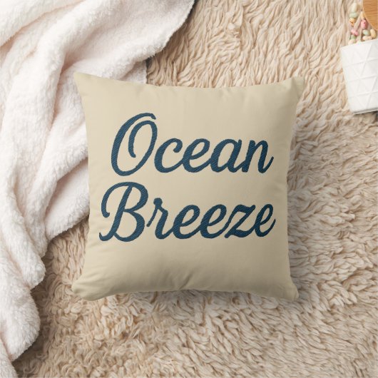 Maritime beige & Navy Blue Script ocean breeze  クッション (ブランケット)