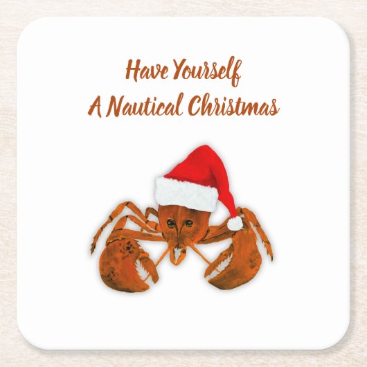 Maritime Santa Lobster スクエアペーパーコースター (正面)
