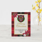 Marjoribanks Scottish Clan Tartan & Crest カード (黄色い花)