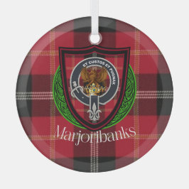 Marjoribanks Scottish Clan Tartan & Crest ガラスオーナメント