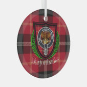 Marjoribanks Scottish Clan Tartan & Crest ガラスオーナメント (正面右)