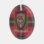 Marjoribanks Scottish Clan Tartan & Crest ガラスオーナメント (正面左)