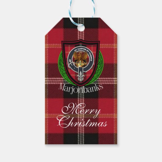 Marjoribanks Scottish Clan Tartan & Crest ギフトタグ (正面)