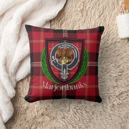 Marjoribanks Scottish Clan Tartan & Crest クッション (ブランケット)