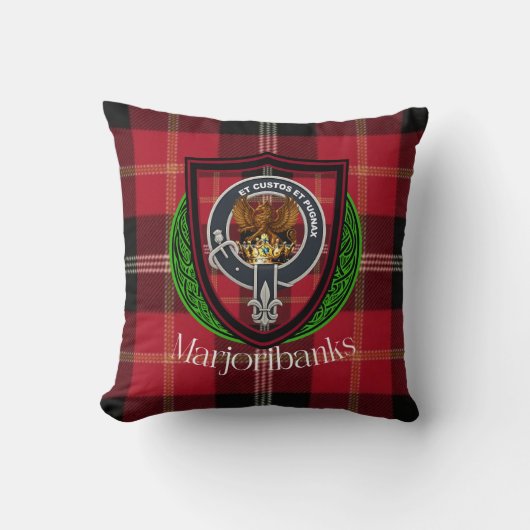 Marjoribanks Scottish Clan Tartan & Crest クッション (正面)