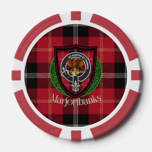 Marjoribanks Scottish Clan Tartan & Crest ポーカーチップ (正面)