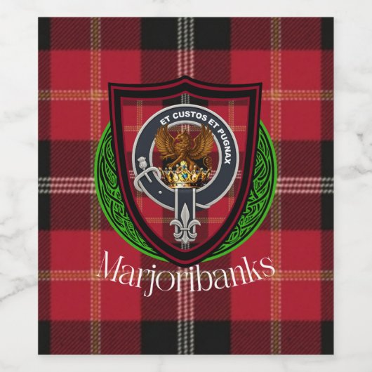 Marjoribanks Scottish Clan Tartan & Crest ワインラベル (シングルラベル)