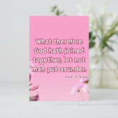 Mark 10:9 KJVバイブル聖なる書物、 経典Pic Greeting カード (スタンド正面)