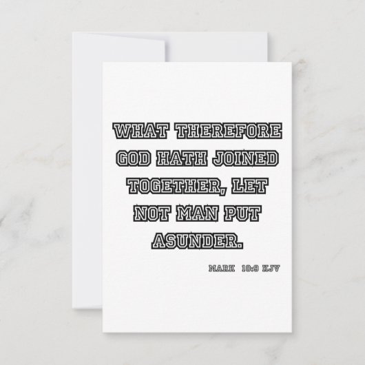 Mark 10:9 KJV聖書の聖なる書物、 経典挨拶 カード (正面)