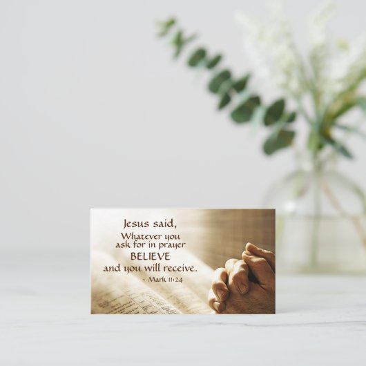 Mark 11:24祈りの言葉の頼お望みは何でも信じ, 名刺 (スタンド正面)