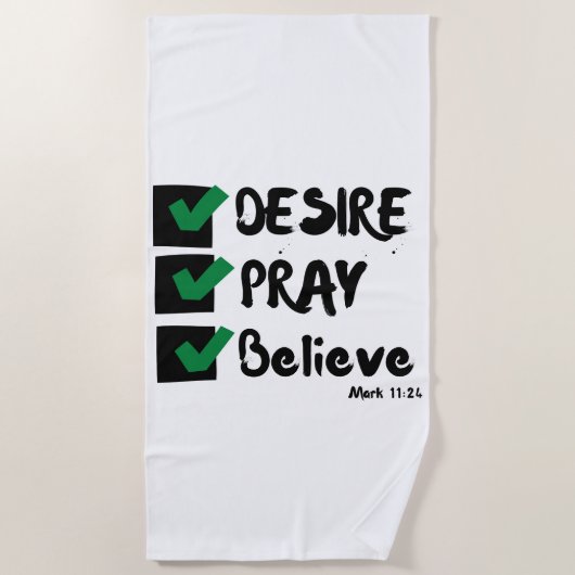 Mark 11:24 KJVバイブル聖なる書物、 経典ビーチタオル ビーチタオル (正面)