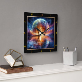 Mark 11:24 Prayerful Time:パーソナライズされた聖なる書物、 経典 スクエア壁時計