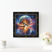 Mark 11:24 Prayerful Time:パーソナライズされた聖なる書物、 経典 スクエア壁時計 (ホーム)