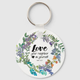 Mark 12:31隣人を愛せよ花 キーホルダー