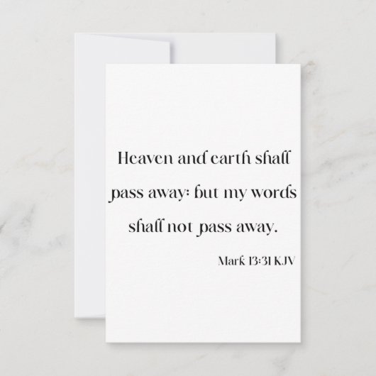 Mark 13:31 KJVバイブル聖なる書物、 経典グリーティングカード カード (正面)