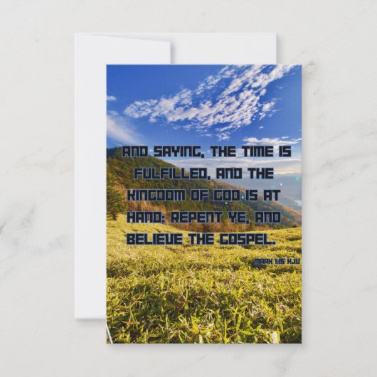 Mark 1:15 KJVバイブル聖なる書物、 経典Pic Greeting カード (正面)