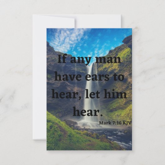 Mark 7:16 KJVバイブル聖なる書物、 経典Pic Greeting Card カード (正面)
