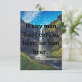 Mark 7:16 KJVバイブル聖なる書物、 経典Pic Greeting Card カード (スタンド正面)
