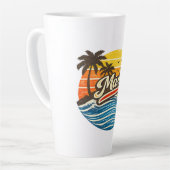 Mark Retro Sunset Name Design カフェラテマグ (左アングル)